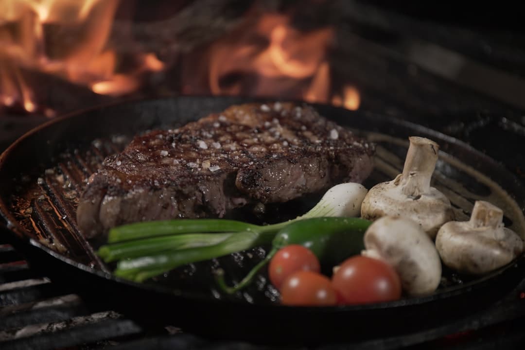 Carne asada al rescoldo with charred vegetables