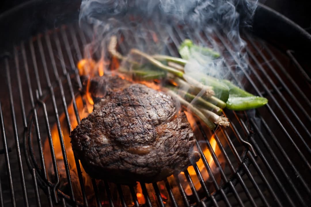 A single portion charring with rising smoke